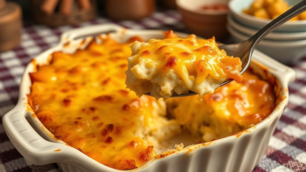 Church potluck casserole in a baking dish