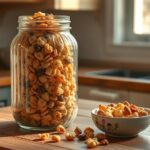 Colorful Easter snack mix with chocolate, pretzel, and candy pieces in a bowl