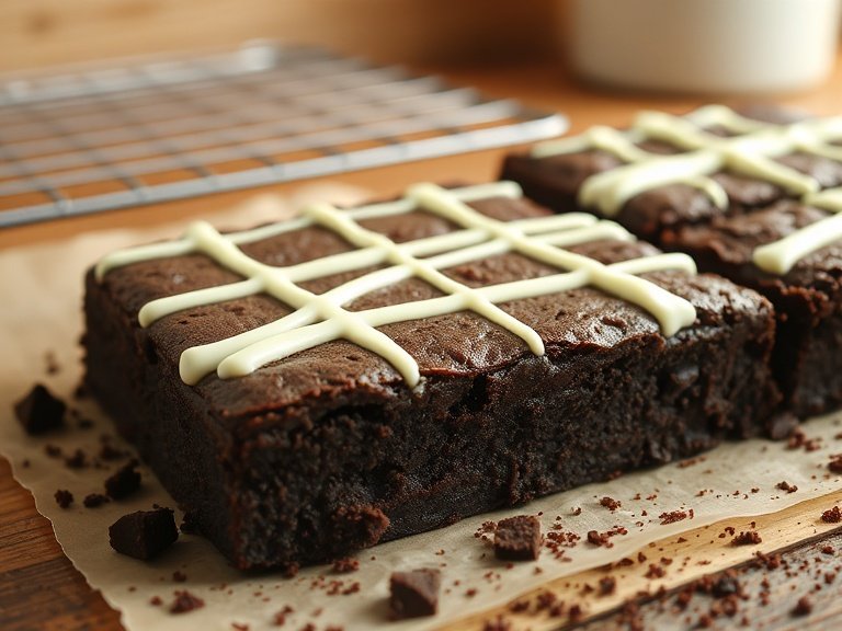 Fudgy brownies with white chocolate cross pattern