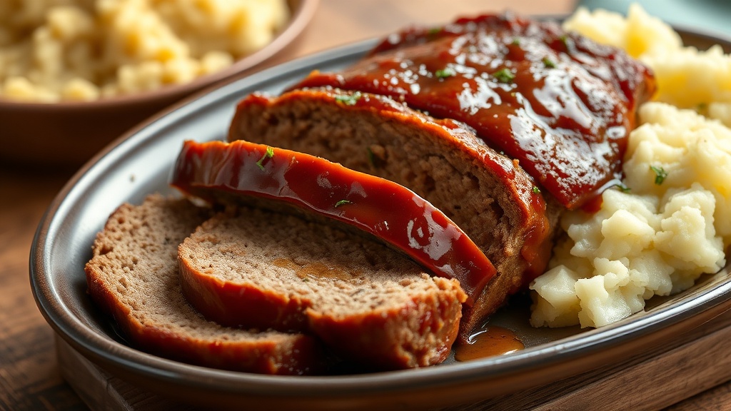 Brown sugar meatloaf sliced on a plate