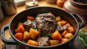 Sunday pot roast with carrots and potatoes