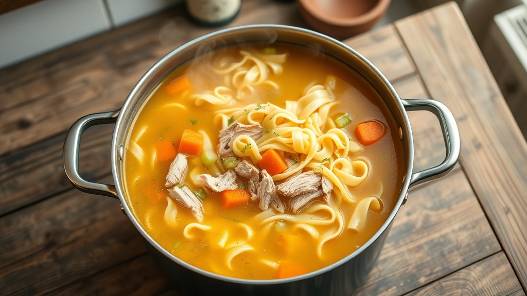 Homemade chicken noodle soup in a bowl