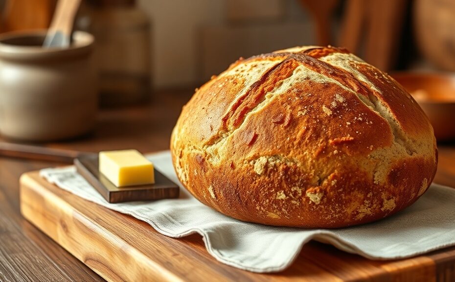 Freshly baked Irish soda bread on a cutting board